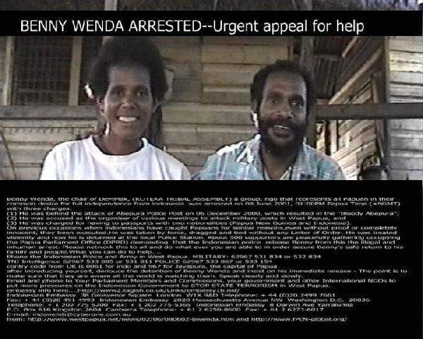 benny wenda arrested...