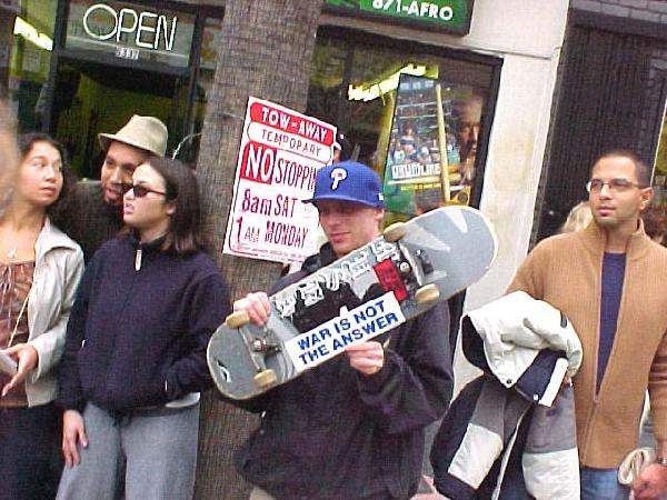 Skateboarder protest...