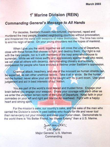 US Marines letter to...