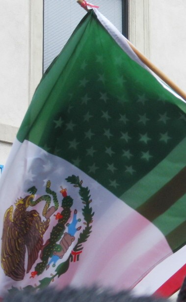 US & Mexico flags in...