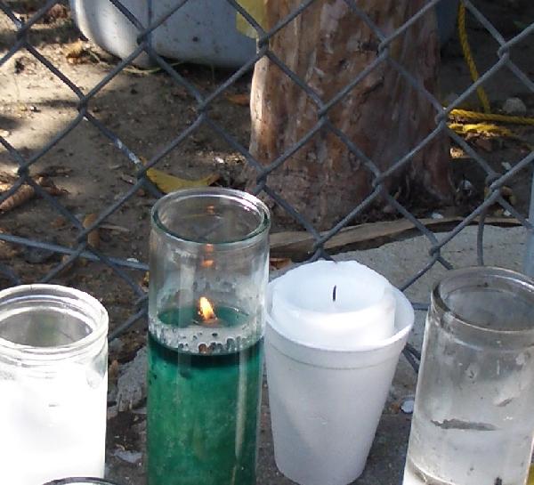 a candle still burni...