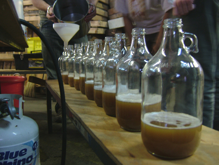Filling the bottles...
