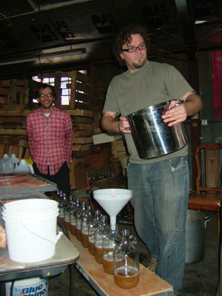 Filling the bottles...