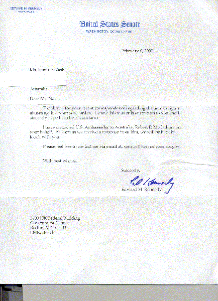 Letter of US Senator...