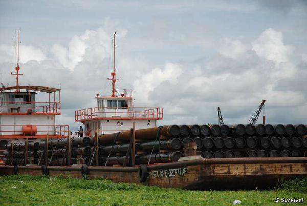 Oil industry barges ...