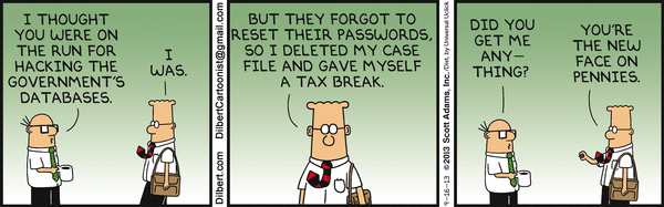 Dilbert arrested and waterboarded by Homeland Security