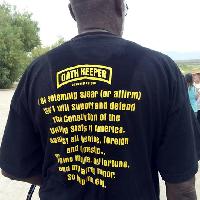 OathKeepers were one of many groups bearing witness at Bundy Ranch Saturday, April 12, 201