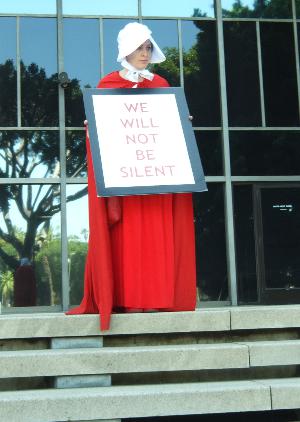 Lady in a Red Pilgrim Dress